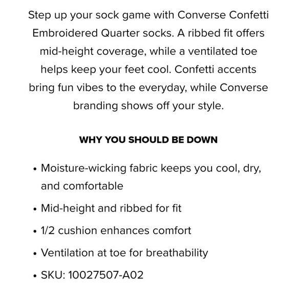 Converse 3-PK Confetti Embroidered Quarter Socks - Picture 2 of 4